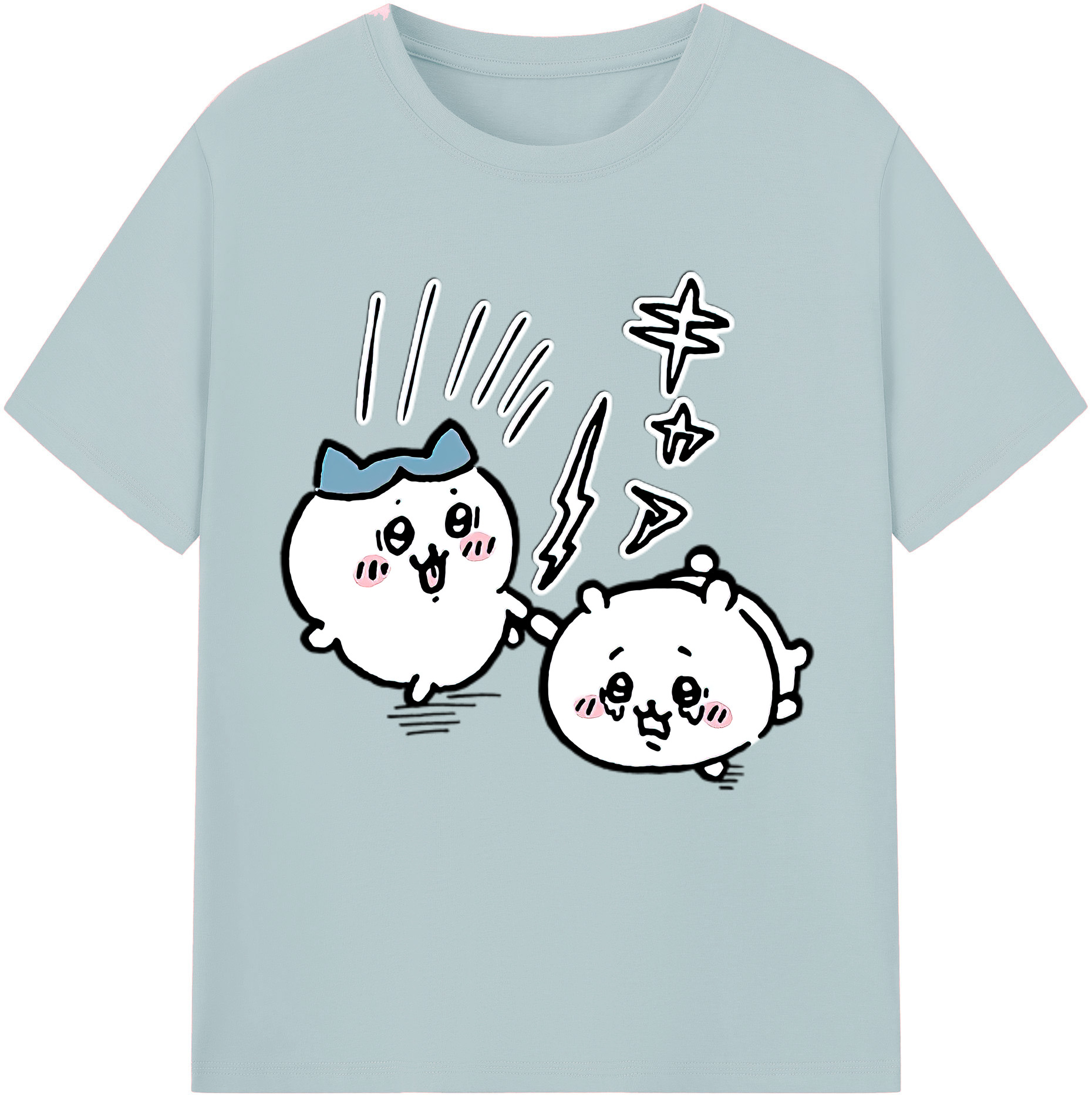 （画像用） ちいかわ ハチワレ Chii-kawa hachiware 綿100％半袖Tシャツ（フロントプリント）